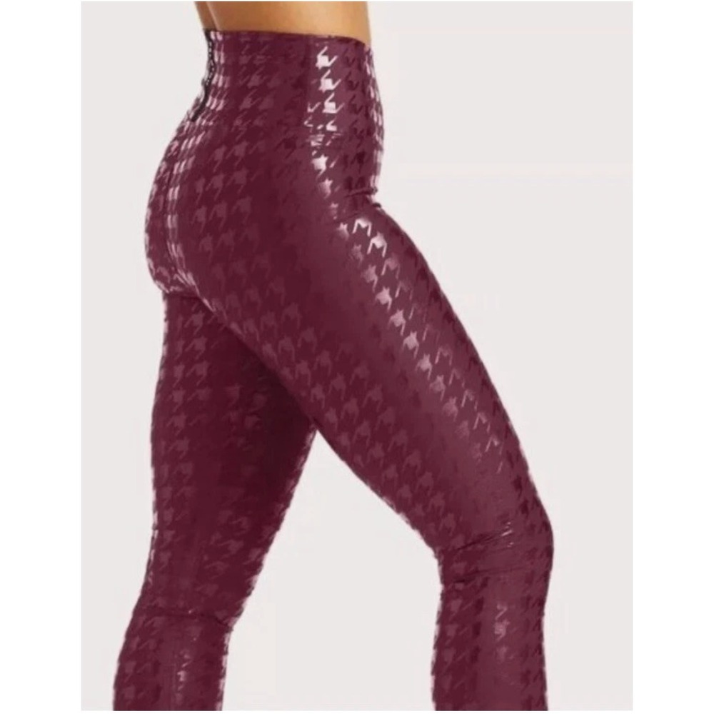 Peloton Leggings Show Up Houndstooth Pattern Women's Purple Metallic - Size L